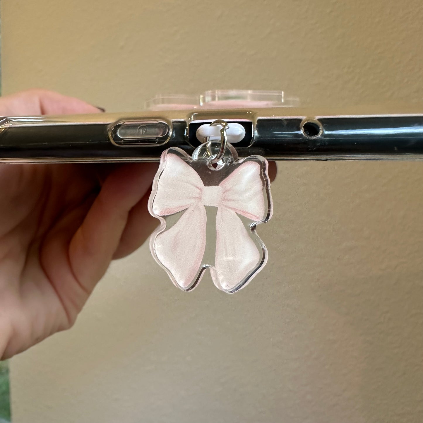 Pink Bow hand drawn Kindle Charm