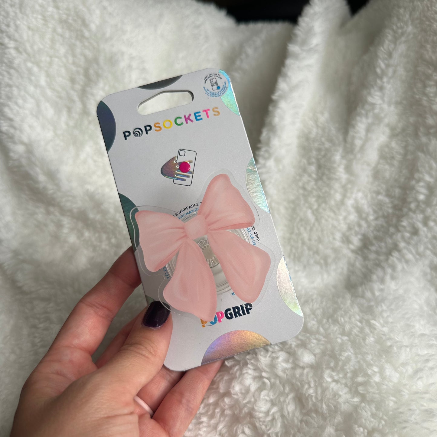 Pink Bow Phone or E-Reader Pop Socket