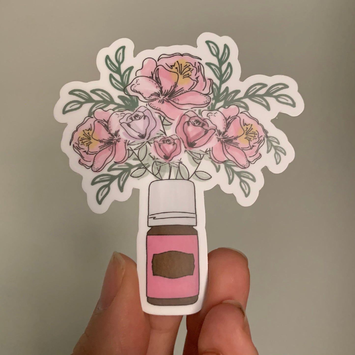 Floral and Oil bottle waterproof sticker
