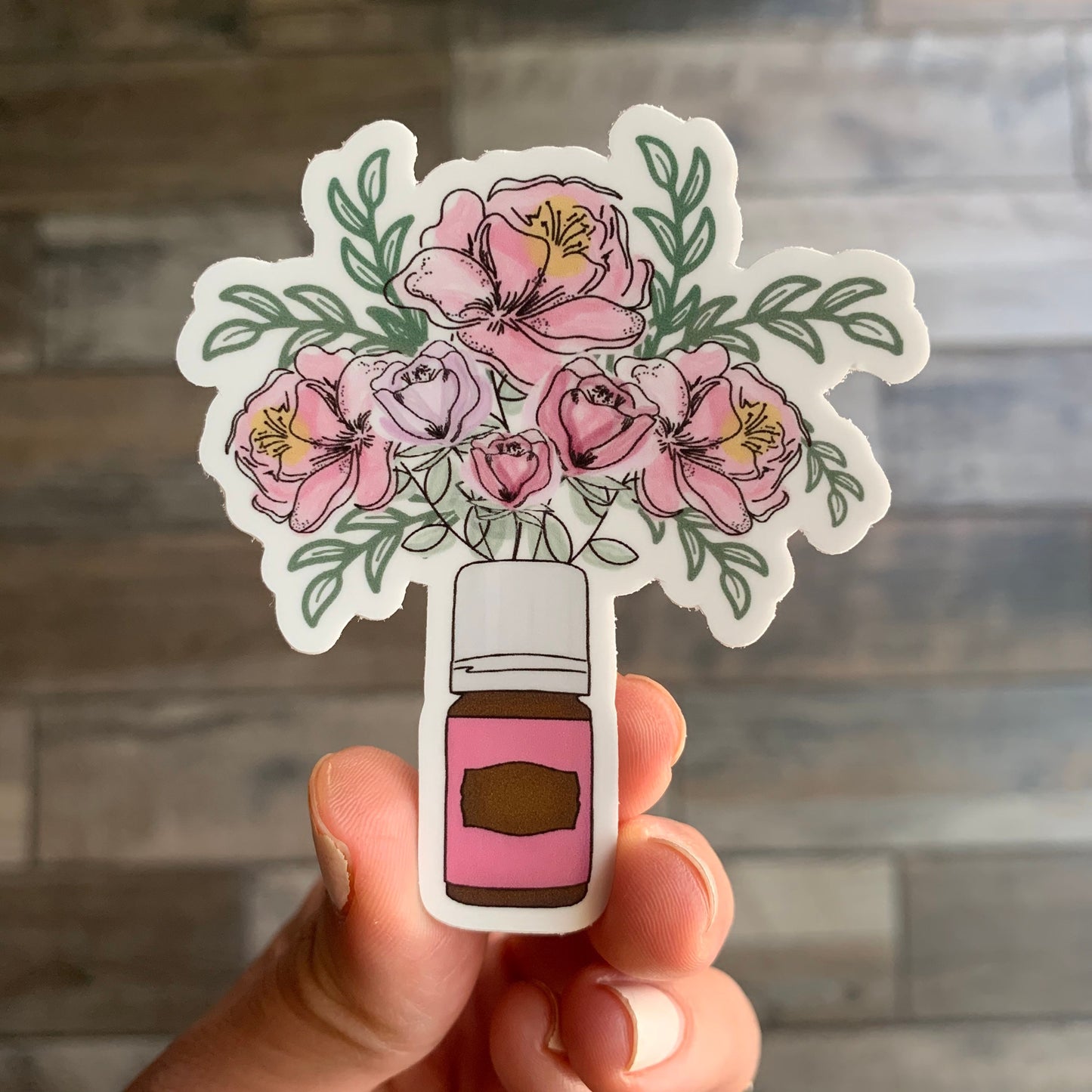 Floral and Oil bottle waterproof sticker