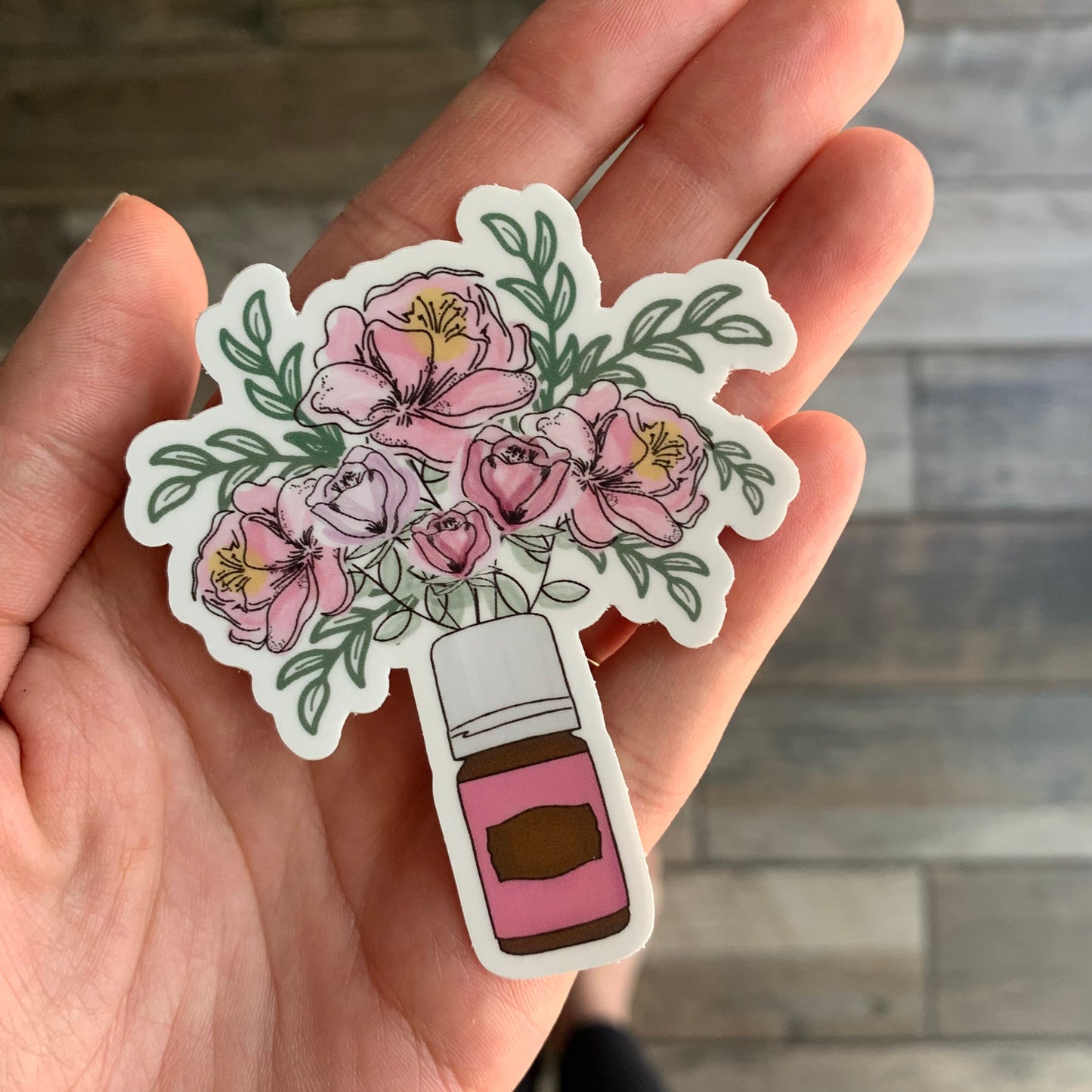 Floral and Oil bottle waterproof sticker
