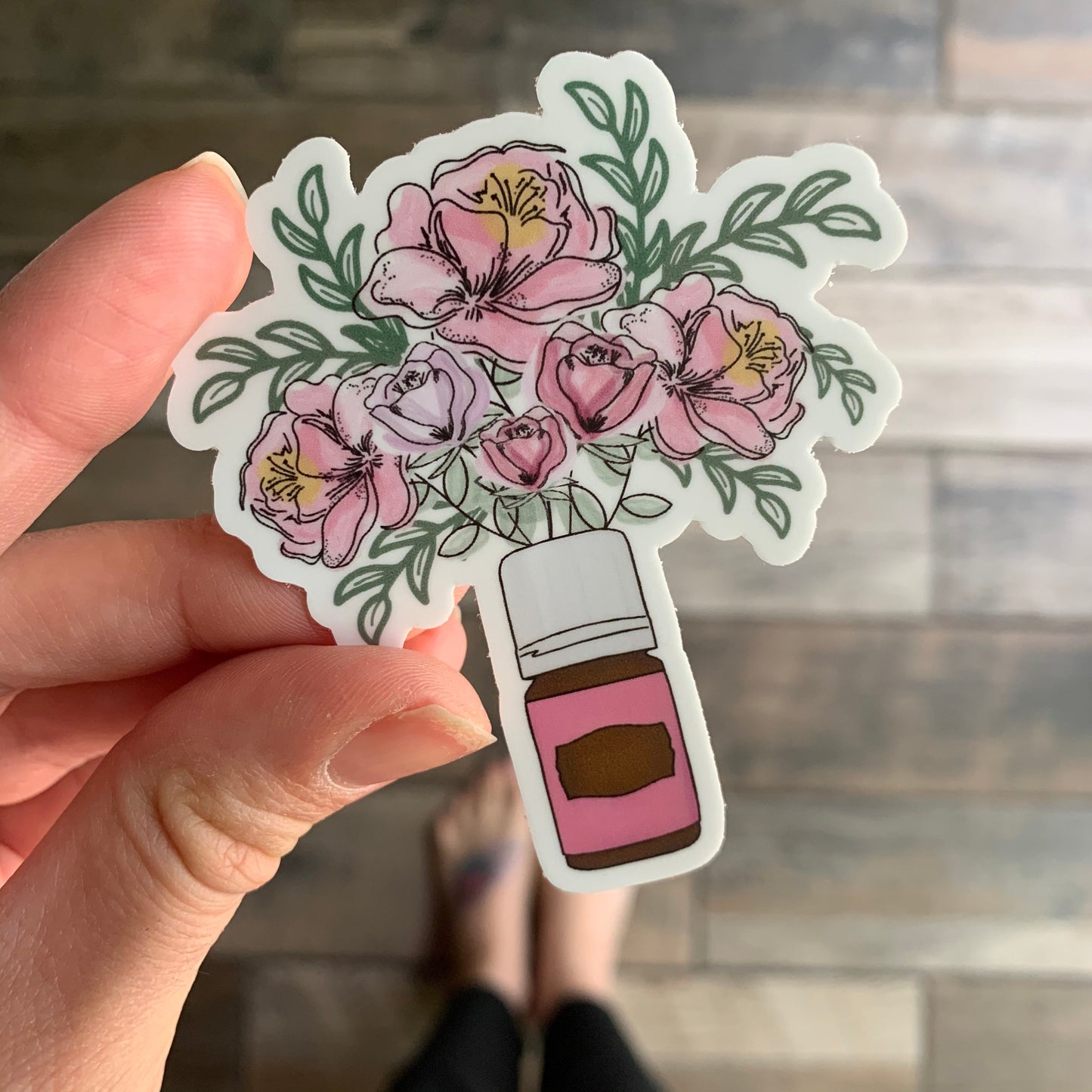 Floral and Oil bottle waterproof sticker