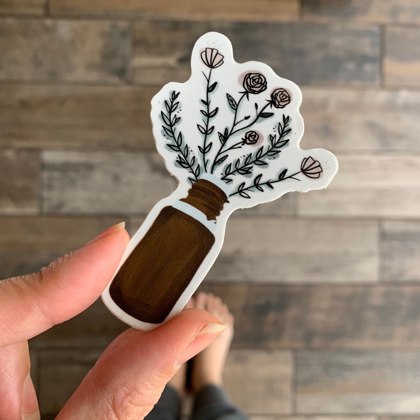 Simple Oil bottle and florals sticker || vinyl sticker || tumbler sticker || Essential oil sticker