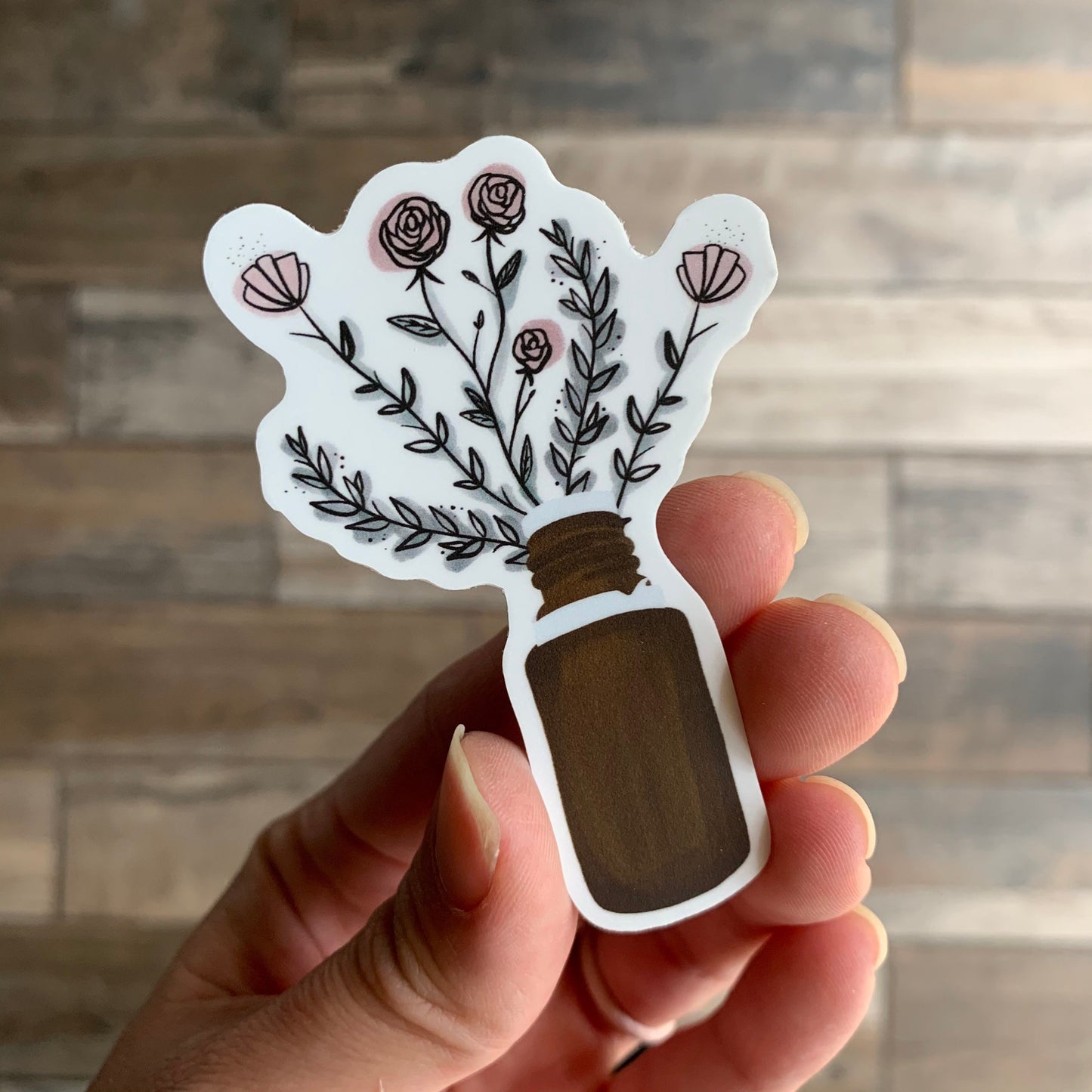 Simple Oil bottle and florals sticker || vinyl sticker || tumbler sticker || Essential oil sticker