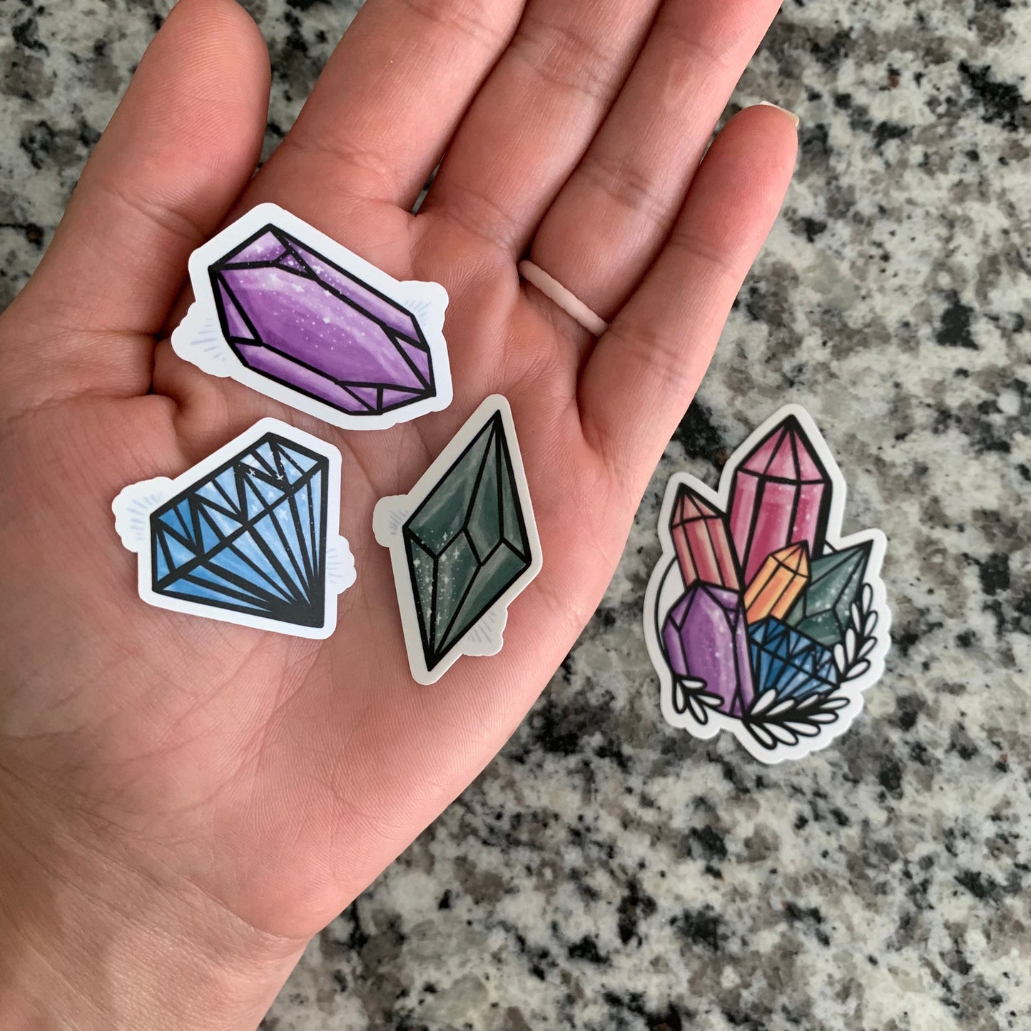 Crystal waterproof sticker set of 4 stickers