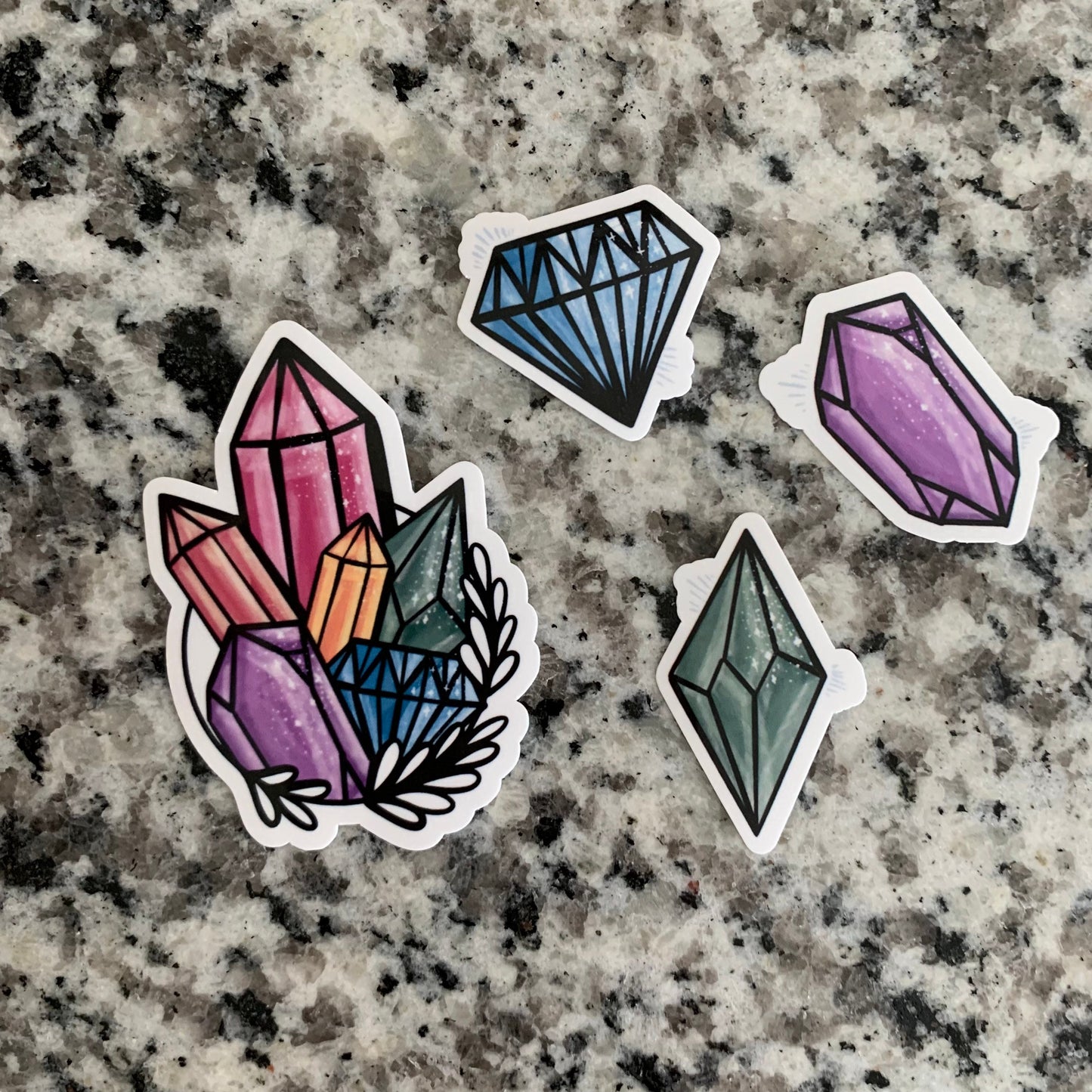 Crystal waterproof sticker set of 4 stickers