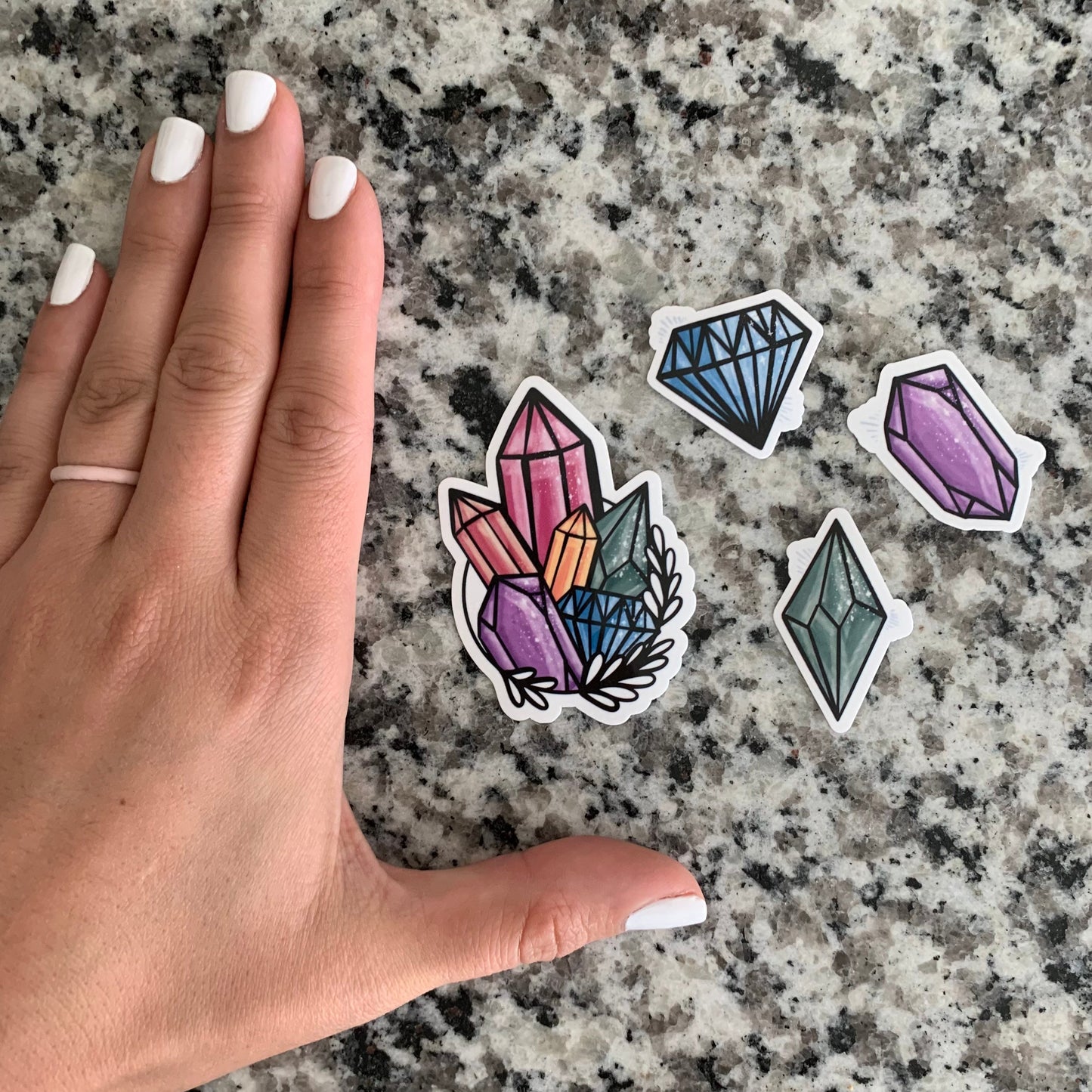 Crystal waterproof sticker set of 4 stickers