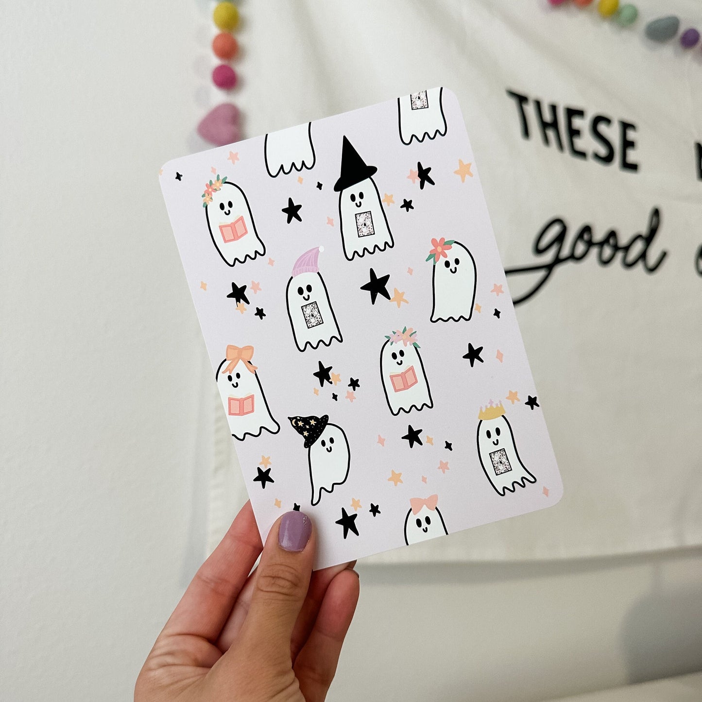 Original Art Cardstock insert Cozy Halloween Launch for clear e-reader case fits kindle paperwhite 10th or 11th gen- case not included
