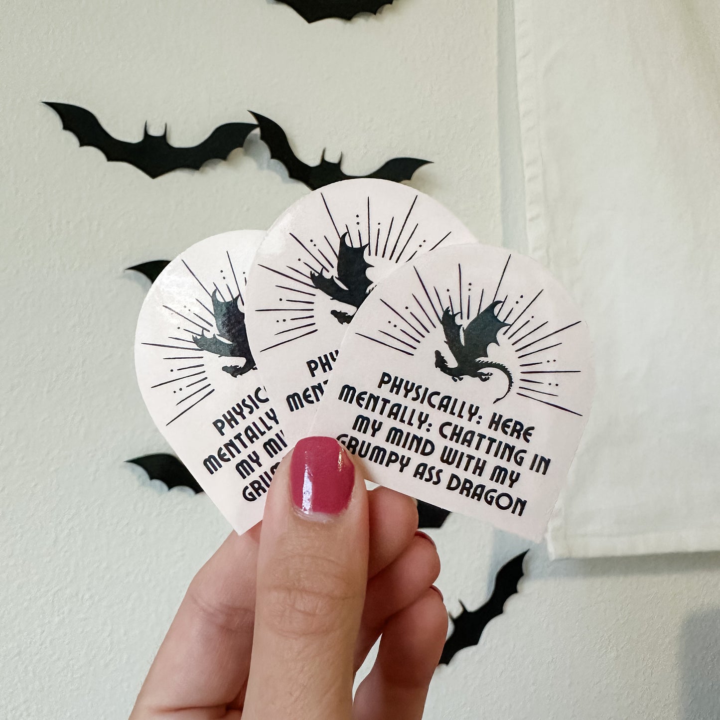 Mentally chatting with my grumpy ass dragon waterproof sticker