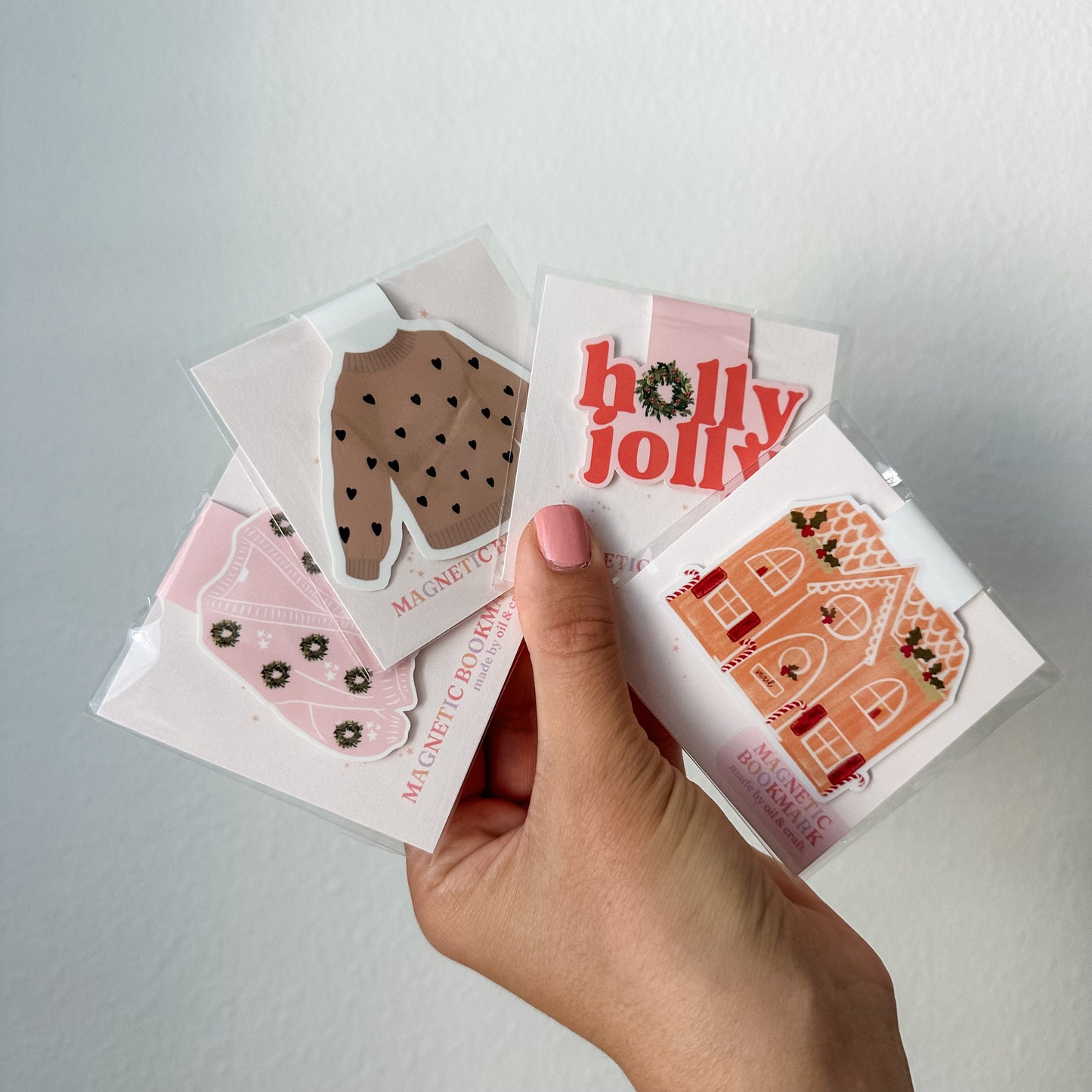 Holly Jolly magnetic bookmark