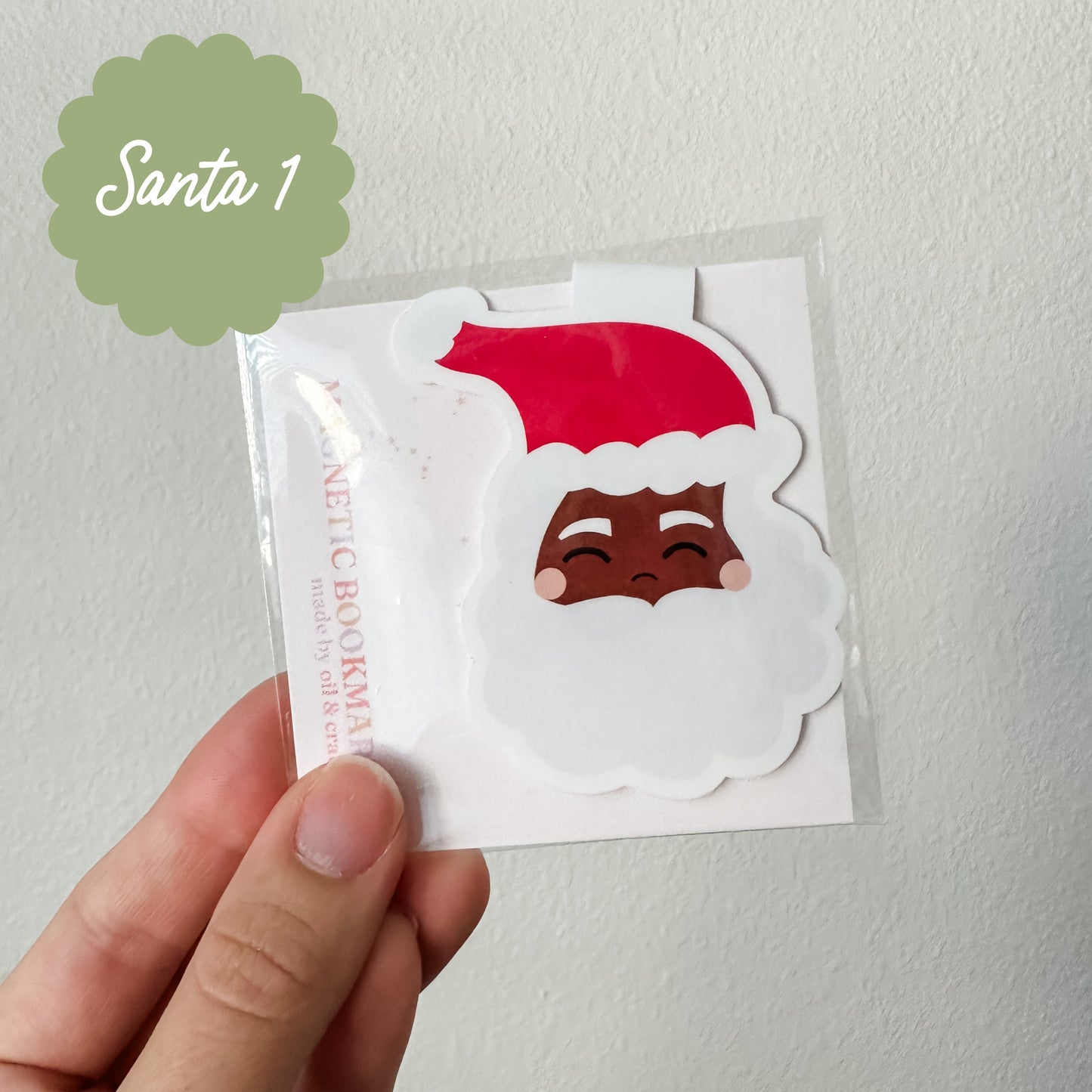 Santa magnetic bookmark, Christmas themed, magnetic bookmark, gift for bookish friends and readers