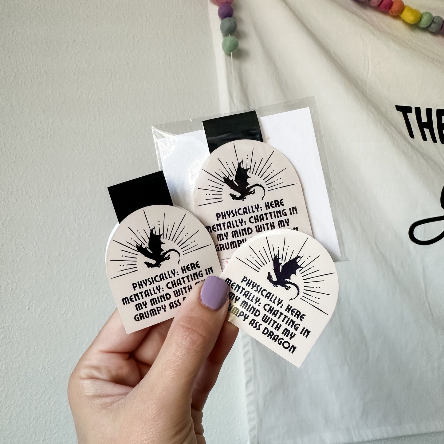 Grumpy ass dragon magnetic bookmark