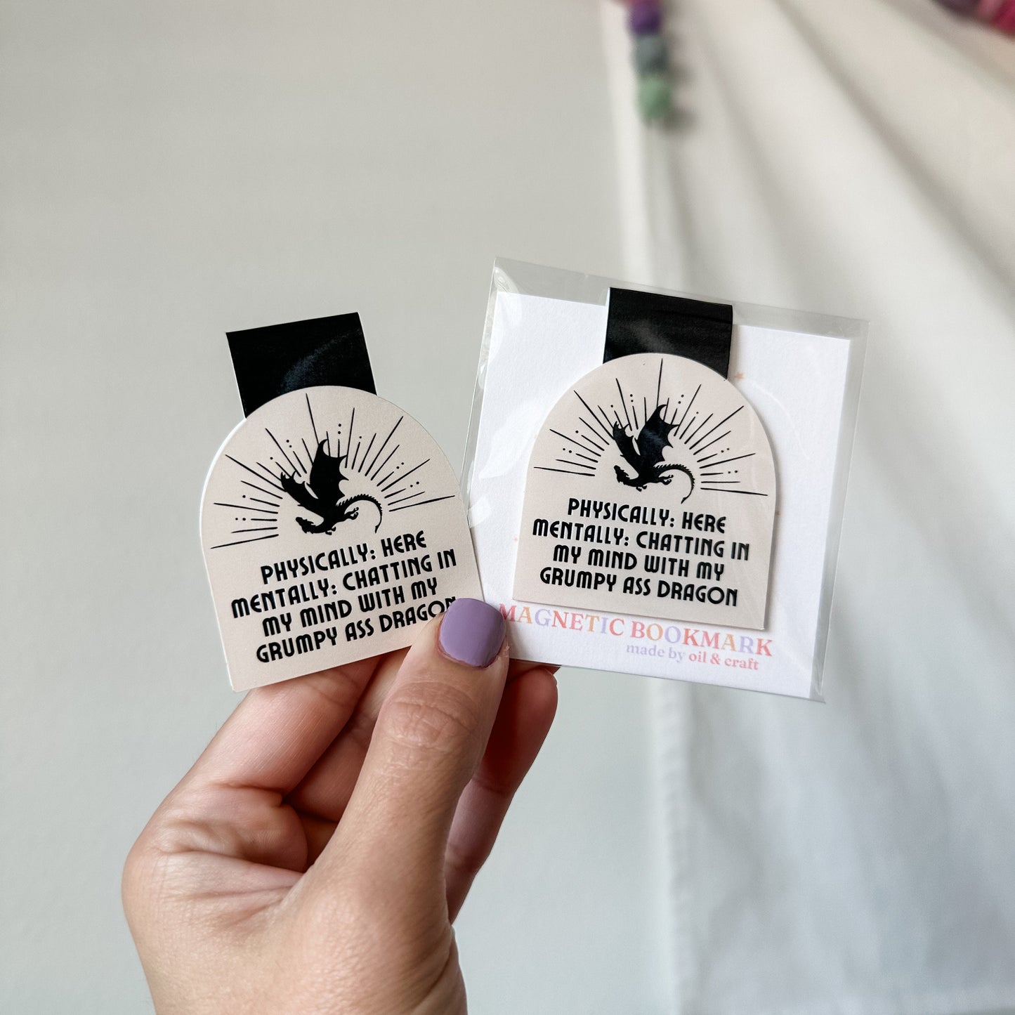 Grumpy ass dragon magnetic bookmark