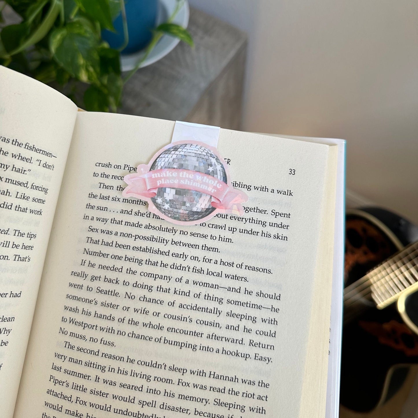 Pink make the whole place shimmer mirrorball magnetic bookmark