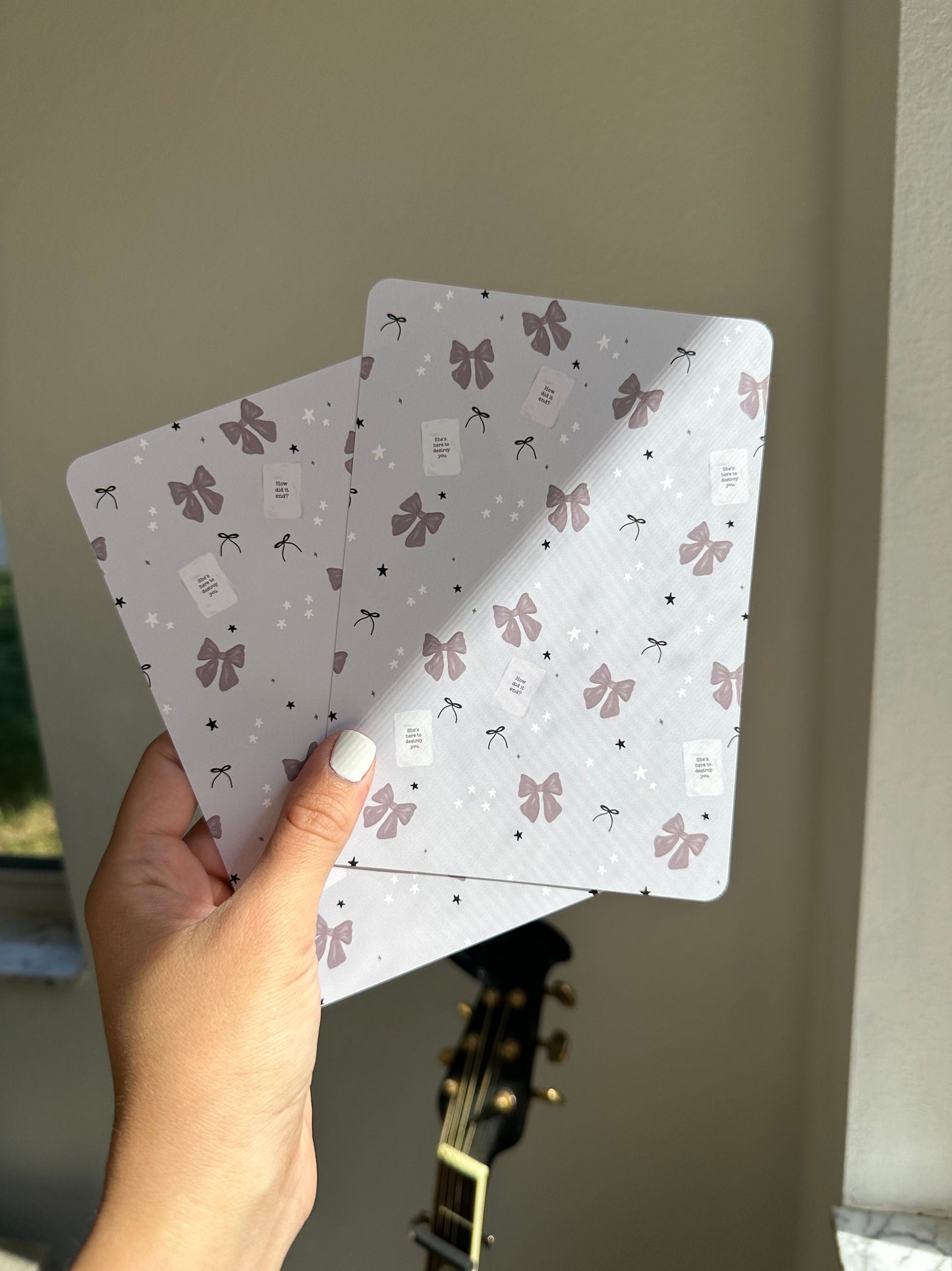 Original Art Cardstock insert- Swiftie Bow & ttpd theme- for clear e-reader case fits kindle paperwhite 11th or 10th gen- case not included