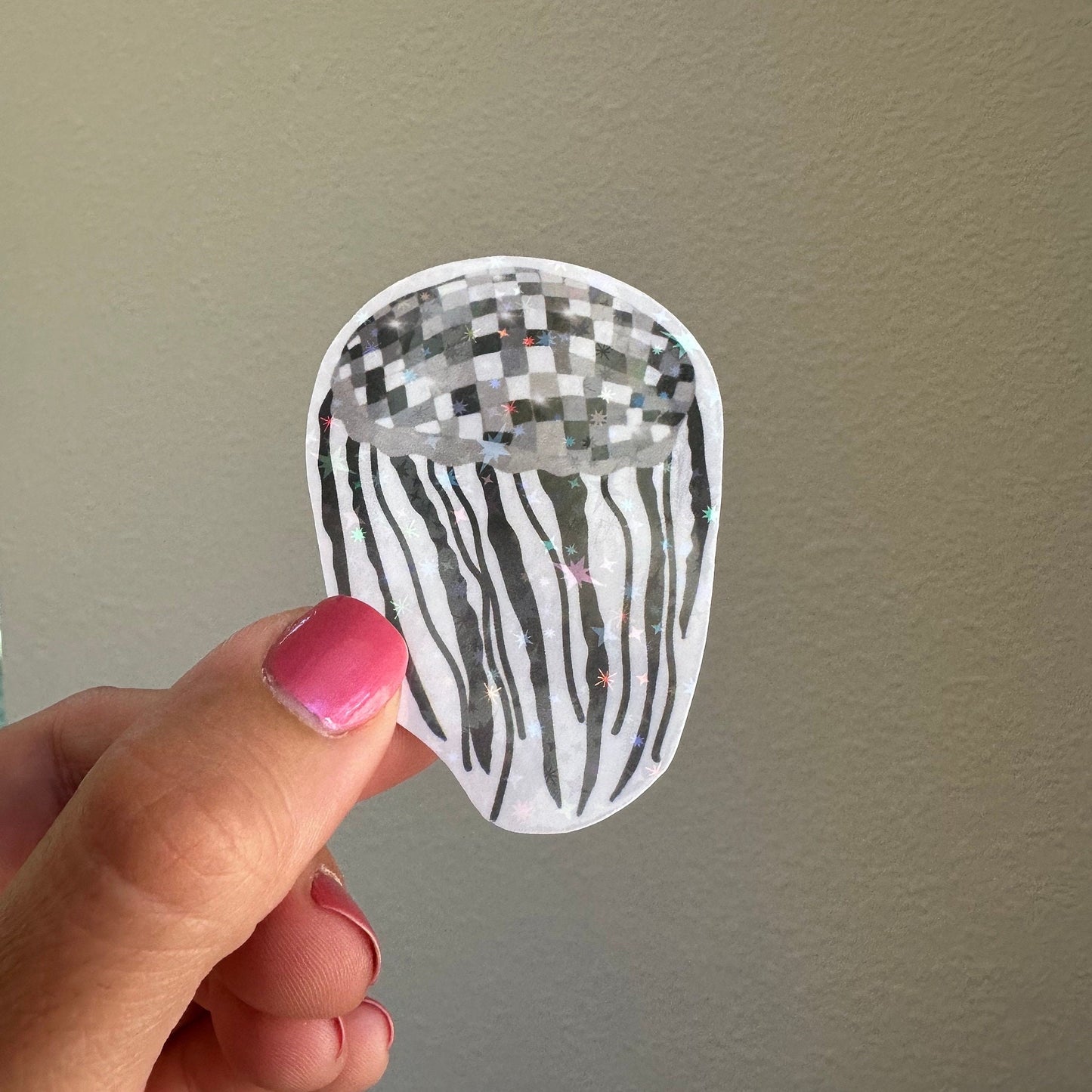 Florida video disco jellyfish holographic waterproof sticker