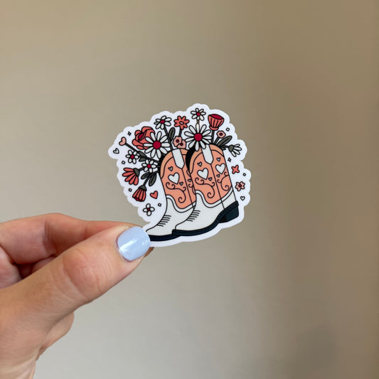 Boots & Flowers sticker