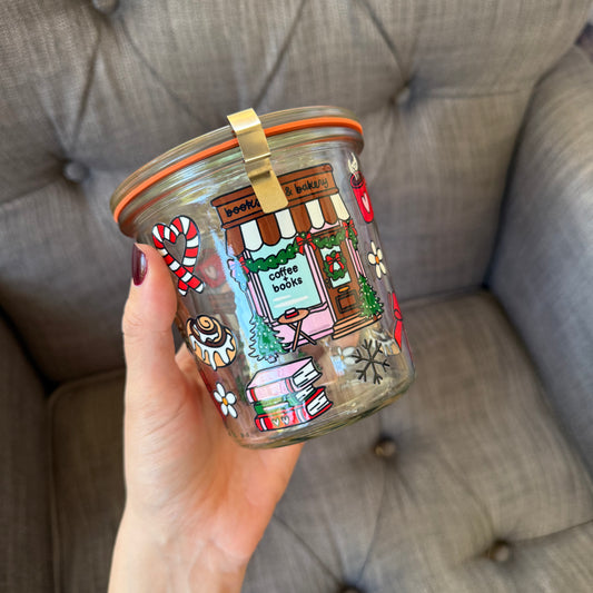Christmas Bookstore Weck Jar