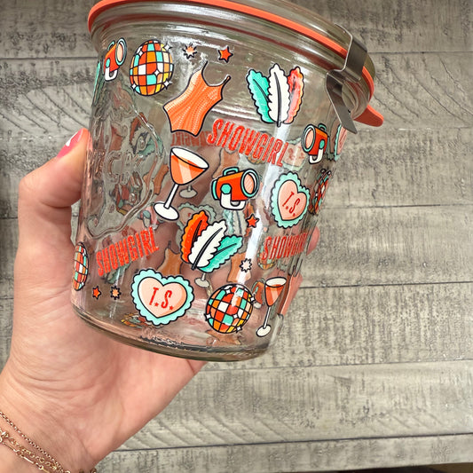 Orange and Teal Weck Jar