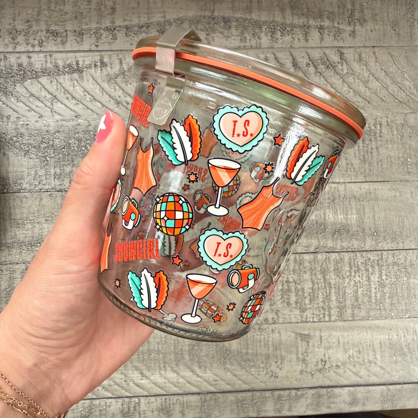 Orange and Teal Weck Jar