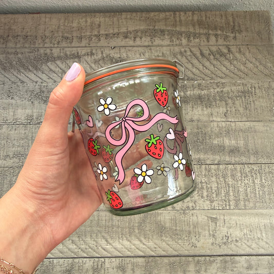 Bows & Strawberries Weck Jar