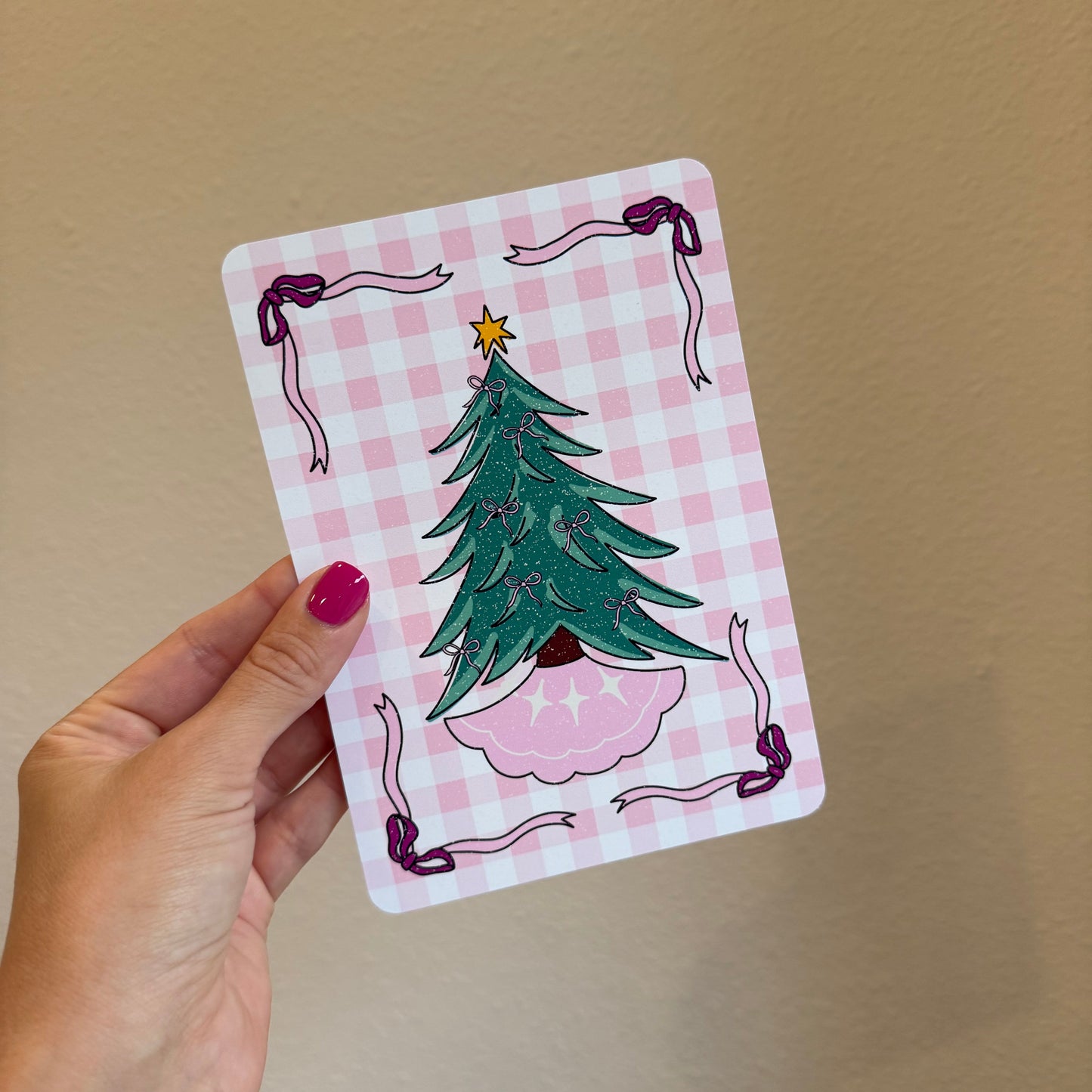 Pink Christmas Tree Hand Drawn Kindle Insert