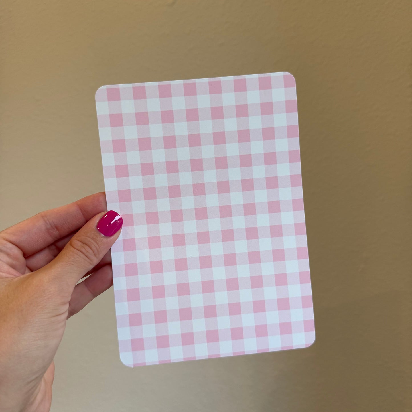 Pink Gingham Hand Drawn Kindle Insert