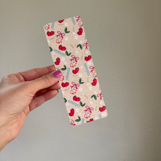 Strawberry Coffee Laminated Bookmark
