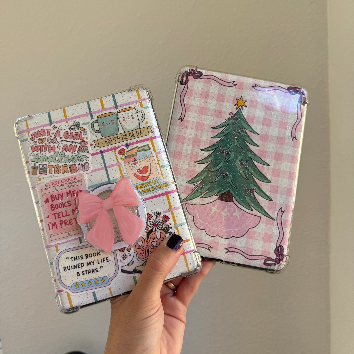 Pink Christmas Tree Hand Drawn Kindle Insert