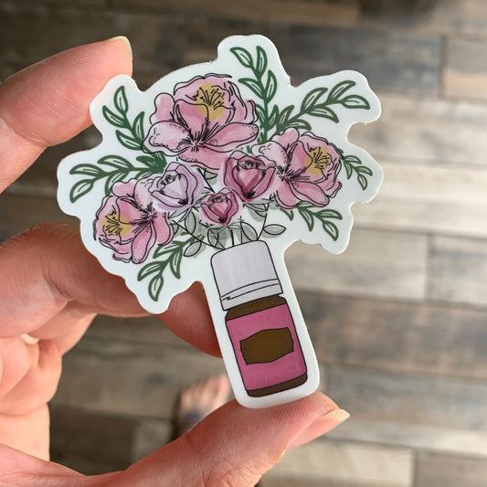 Floral and Oil bottle waterproof sticker