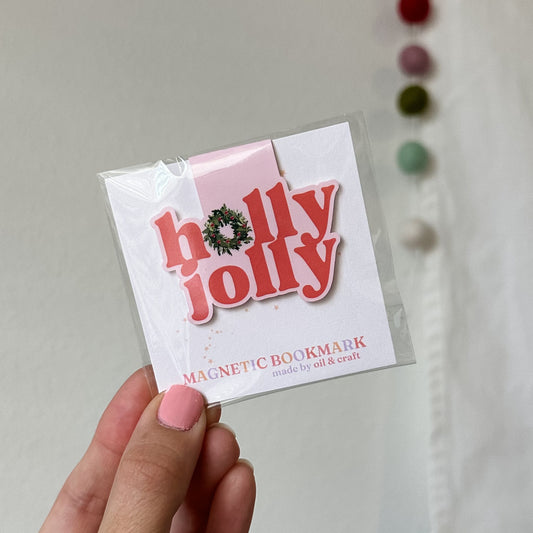 Holly Jolly magnetic bookmark