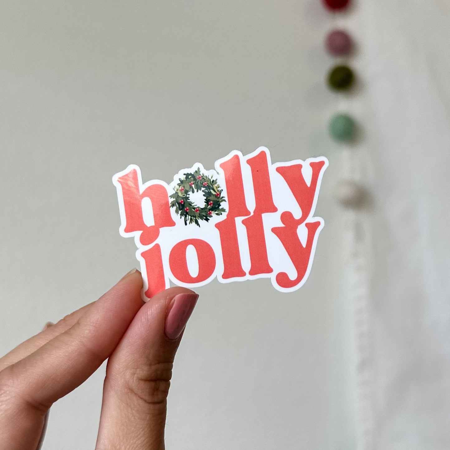 Holly Jolly waterproof sticker