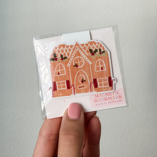 Gingerbread house magnetic bookmark
