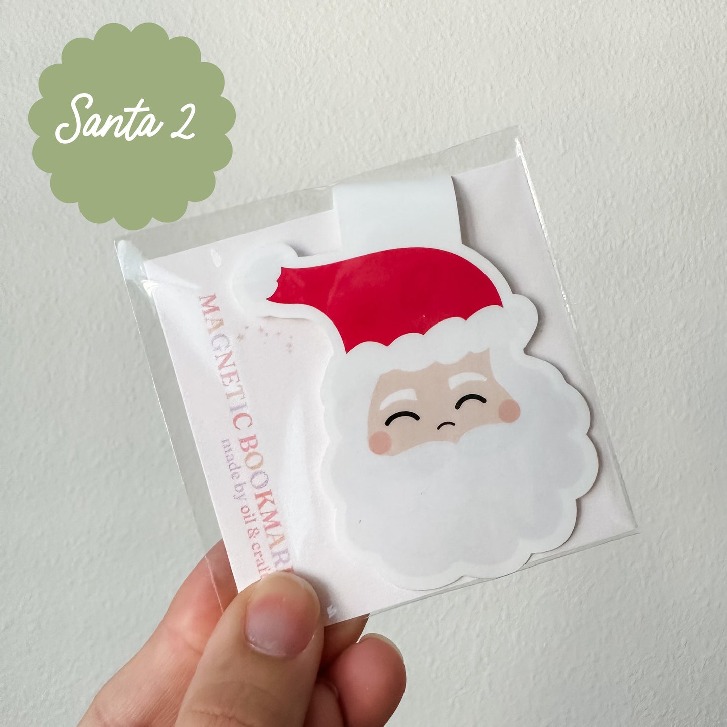 Santa magnetic bookmark, Christmas themed, magnetic bookmark, gift for bookish friends and readers
