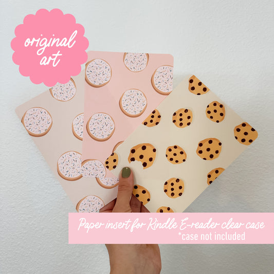 Original Art Cardstock insert- Cookies - for clear e-reader case fits kindle paperwhite 11th or 10th gen- case not included