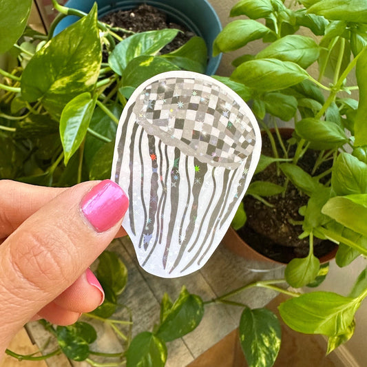 Florida video disco jellyfish holographic waterproof sticker