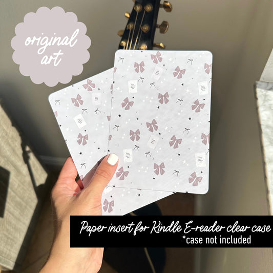 Original Art Cardstock insert- Swiftie Bow & ttpd theme- for clear e-reader case fits kindle paperwhite 11th or 10th gen- case not included