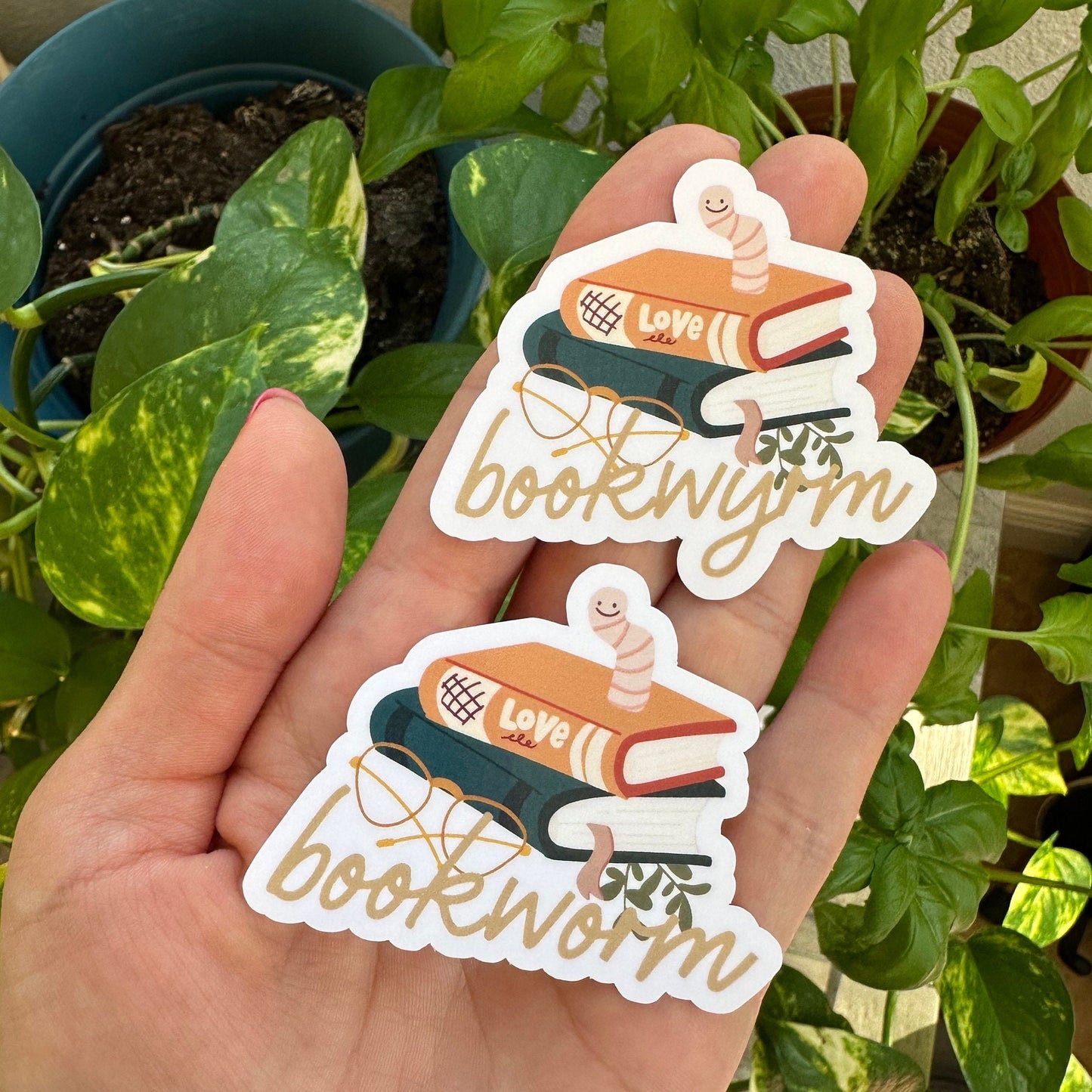 Bookworm / bookwyrm waterproof sticker