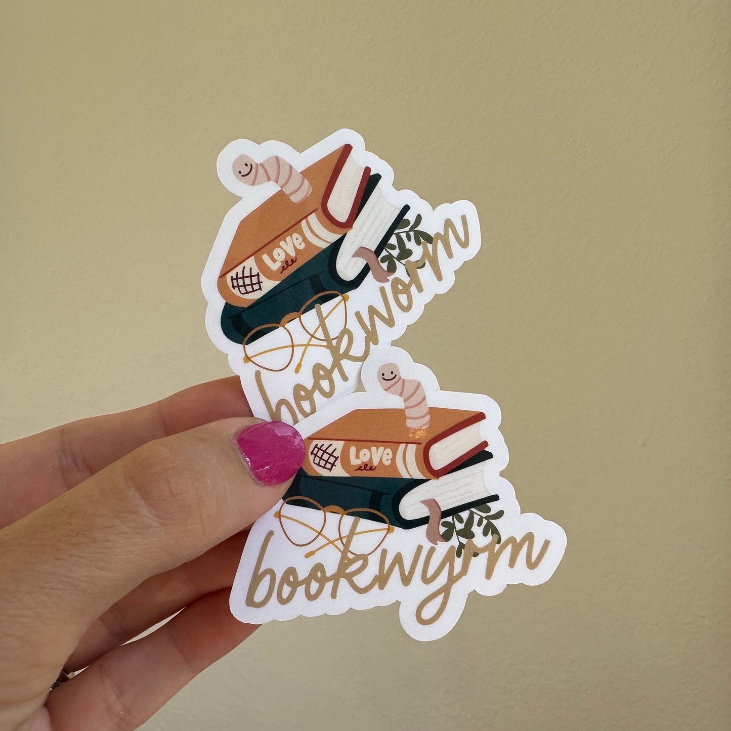Bookworm / bookwyrm waterproof sticker