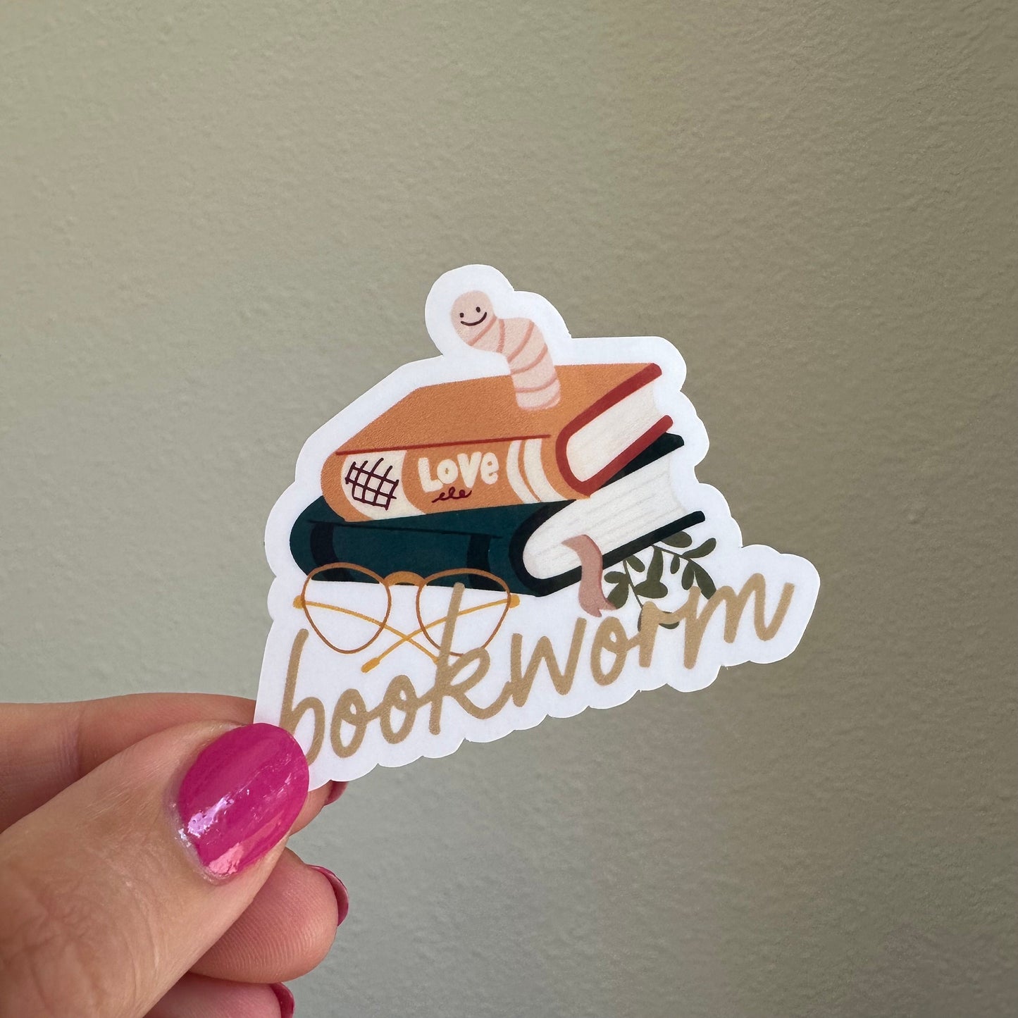 Bookworm / bookwyrm waterproof sticker